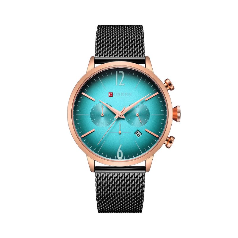 Mænd Ur Rustfrit Stål Casual Date Vandtæt Quartz Watch