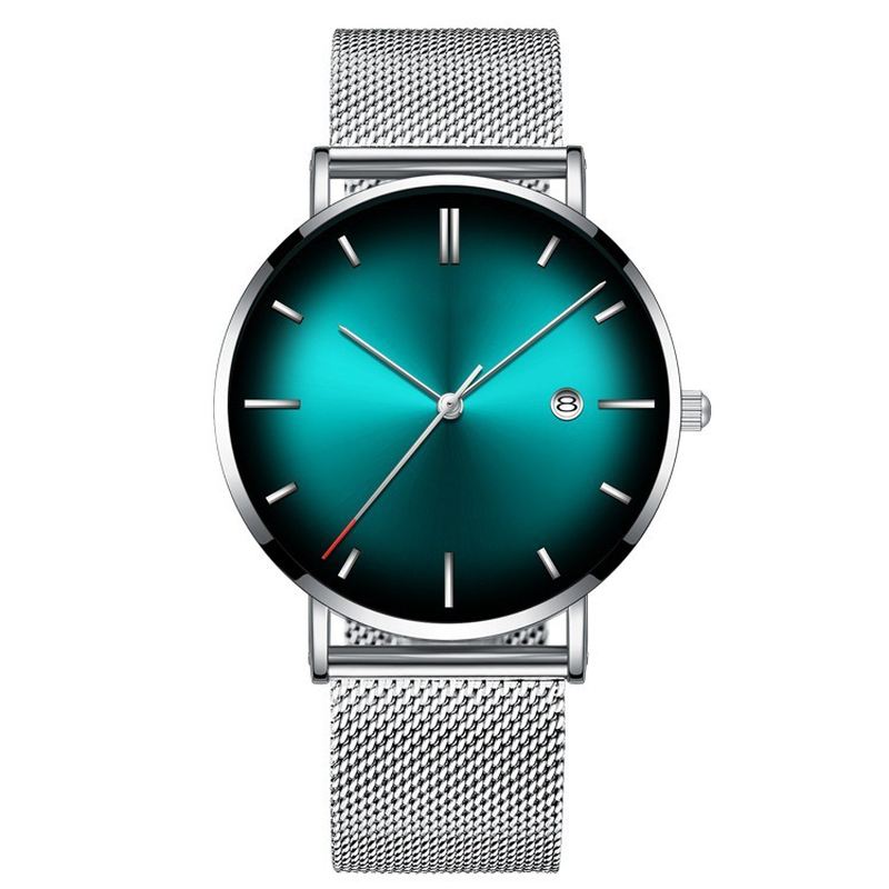 Mode Casual Business Gradient Color Multi-function Mesh Strap Quartz Watch