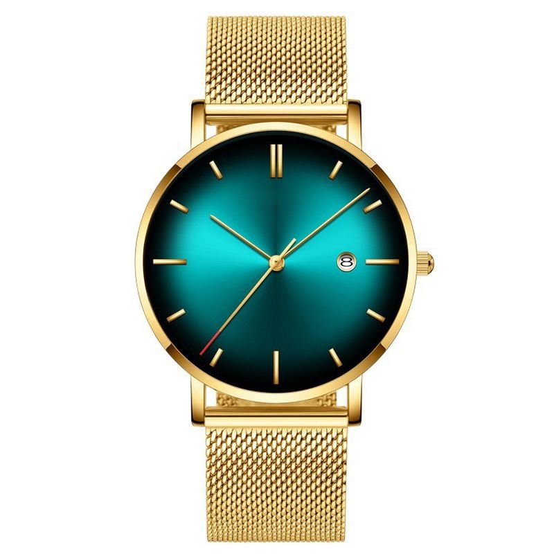 Mode Casual Business Gradient Color Multi-function Mesh Strap Quartz Watch