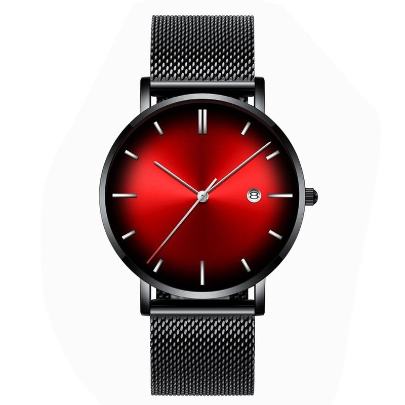 Mode Casual Business Gradient Color Multi-function Mesh Strap Quartz Watch