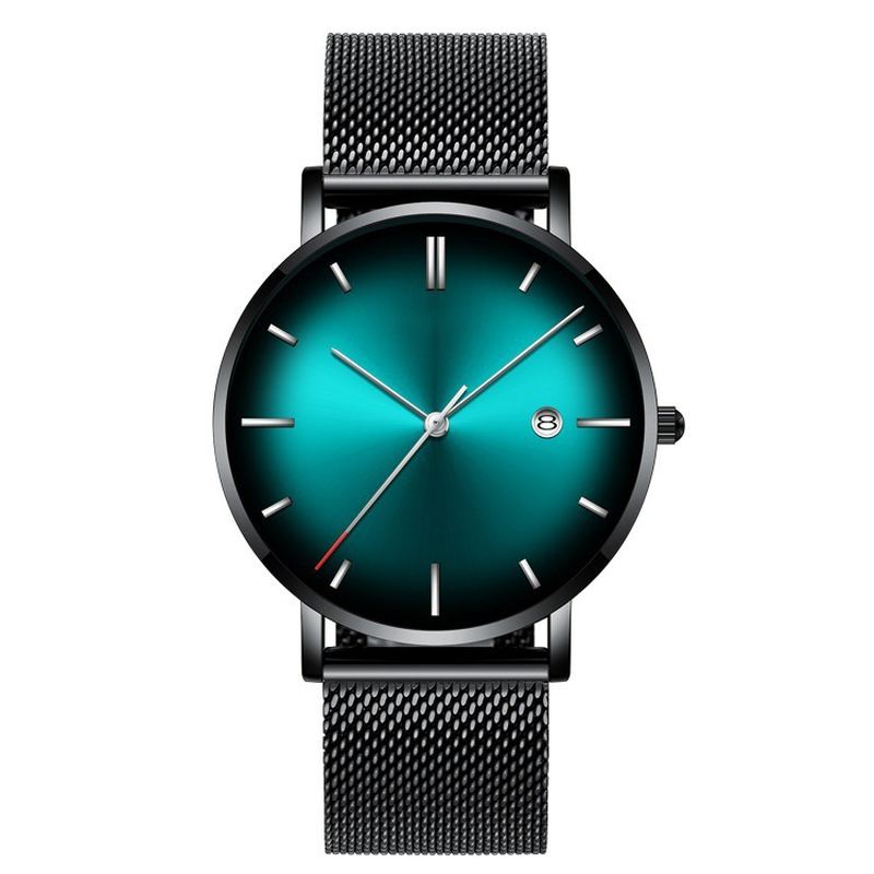 Mode Casual Business Gradient Color Multi-function Mesh Strap Quartz Watch