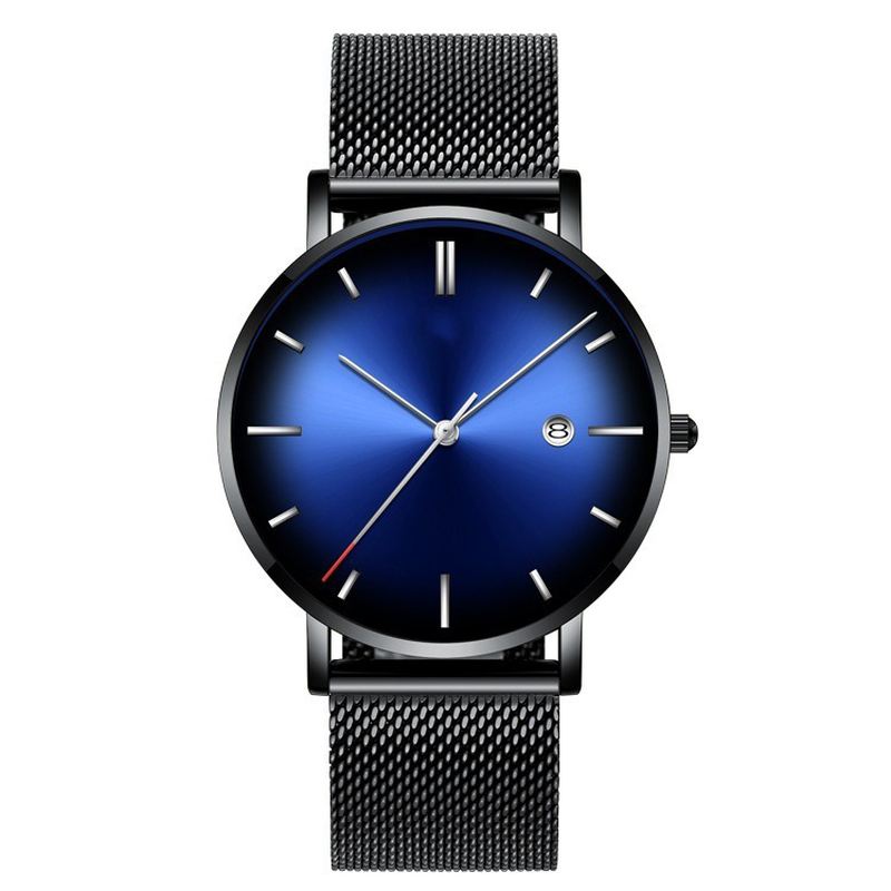 Mode Casual Business Gradient Color Multi-function Mesh Strap Quartz Watch