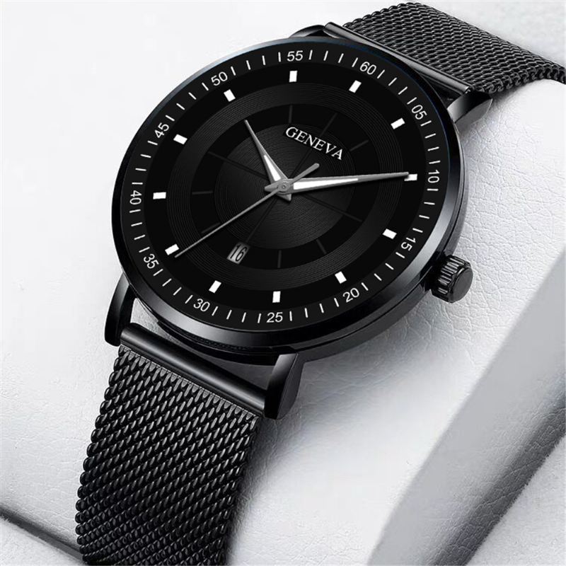 Mode Casual Lysende Pointers Business Multi-function Mesh Strap Quartz Watch