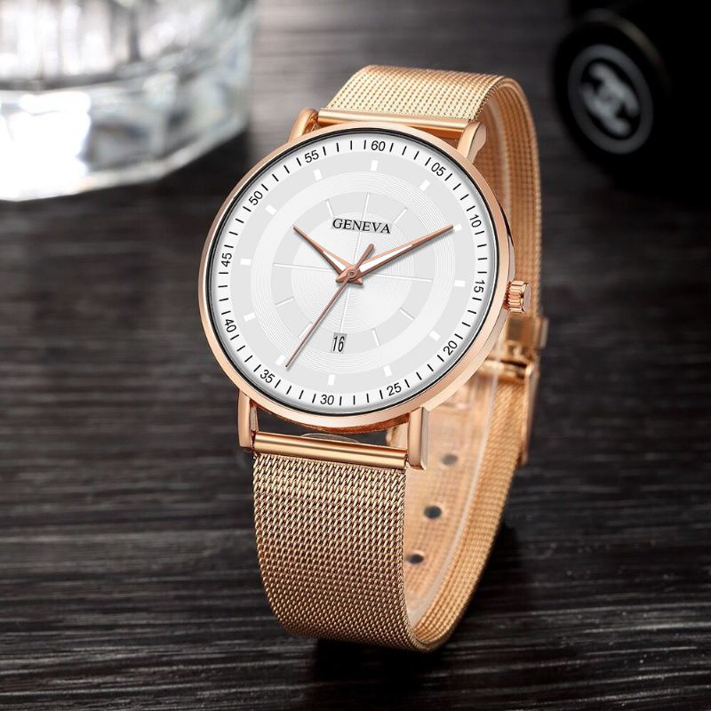 Mode Casual Lysende Pointers Business Multi-function Mesh Strap Quartz Watch