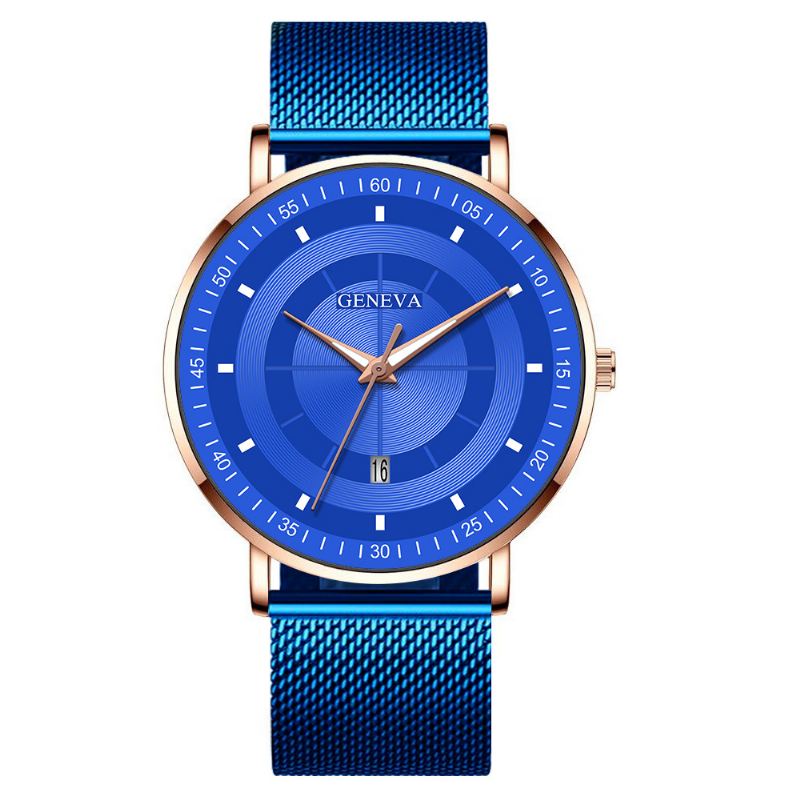 Mode Casual Lysende Pointers Business Multi-function Mesh Strap Quartz Watch