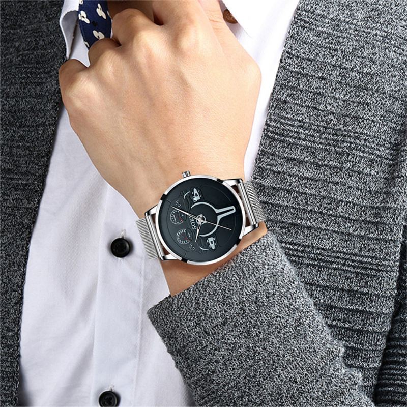 Mode Casual Mænd Business Watch Dekoreret Pointer Calendar Quartz Watch