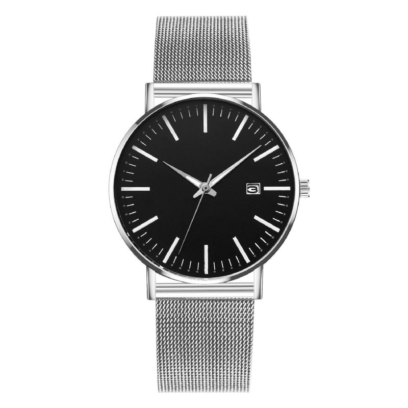 Mode Casual Mænd Business Watch Dekoreret Strap Pointer Calendar Quartz Watch