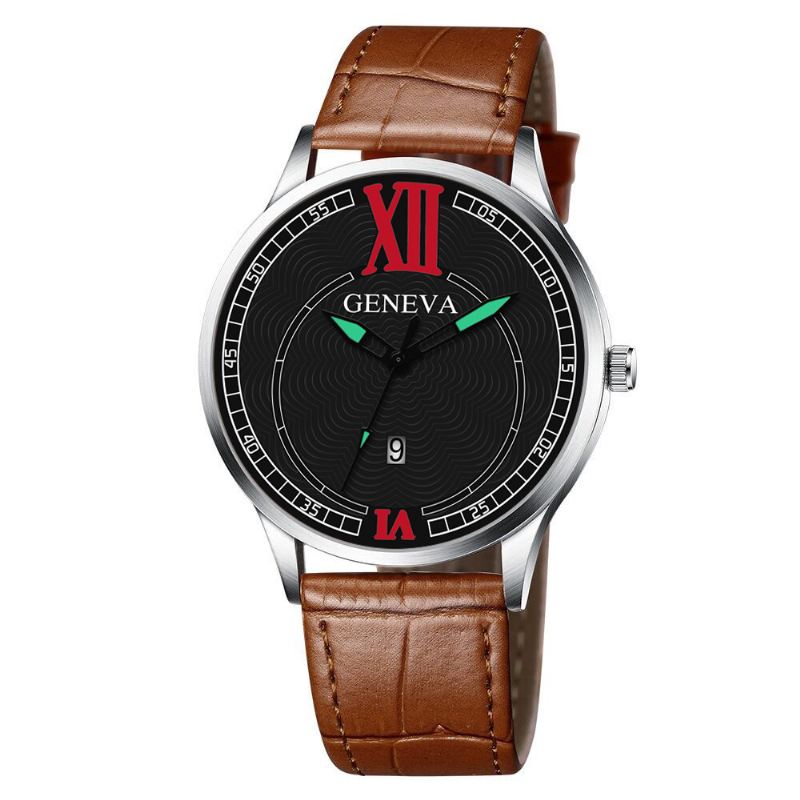 Mode Elegant Business Casual Sports Bælte Pu Læder Band Herre Quartz Watch