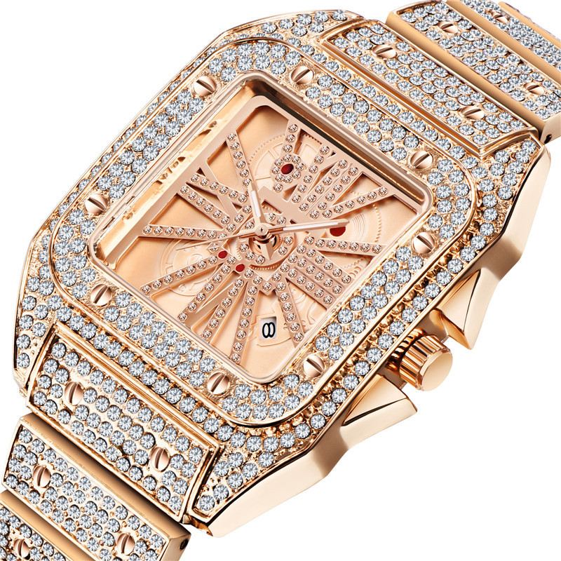 Mode Elegant Quartz Watch Diamond Cool Herre Watch Square Dial Shape Quartz Watch