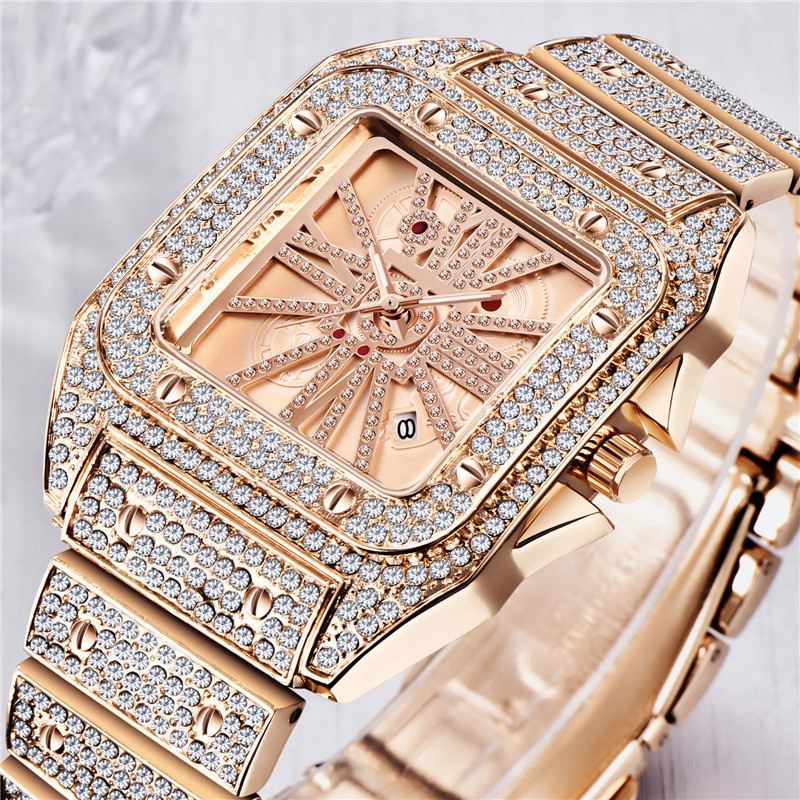 Mode Elegant Quartz Watch Diamond Cool Herre Watch Square Dial Shape Quartz Watch