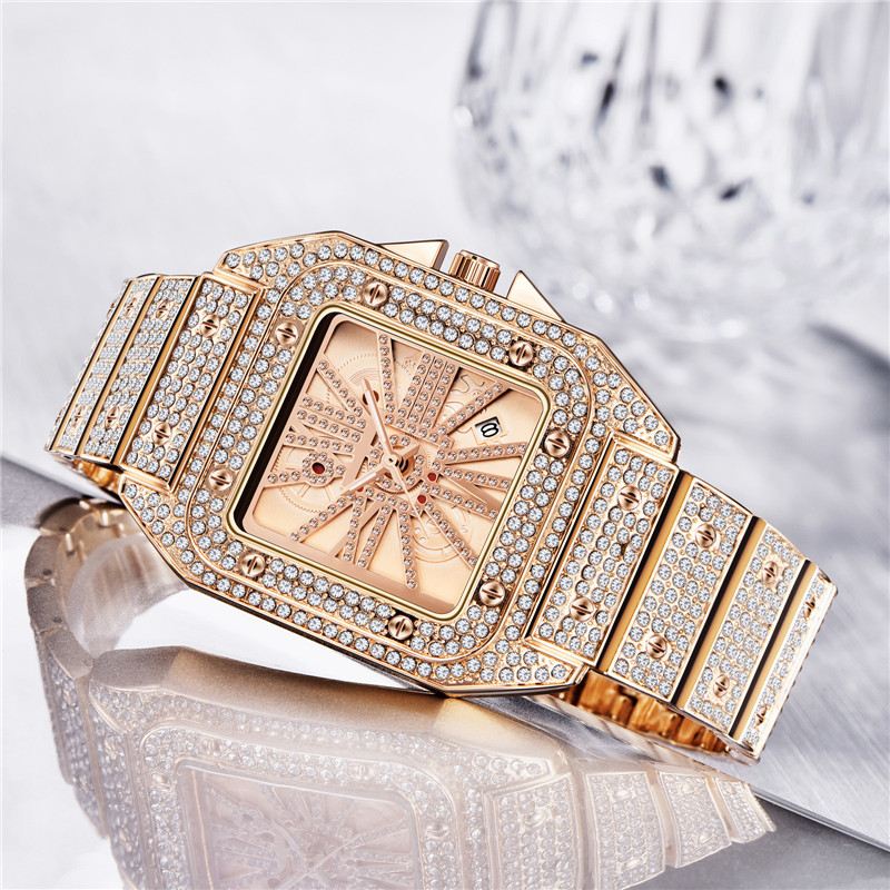 Mode Elegant Quartz Watch Diamond Cool Herre Watch Square Dial Shape Quartz Watch