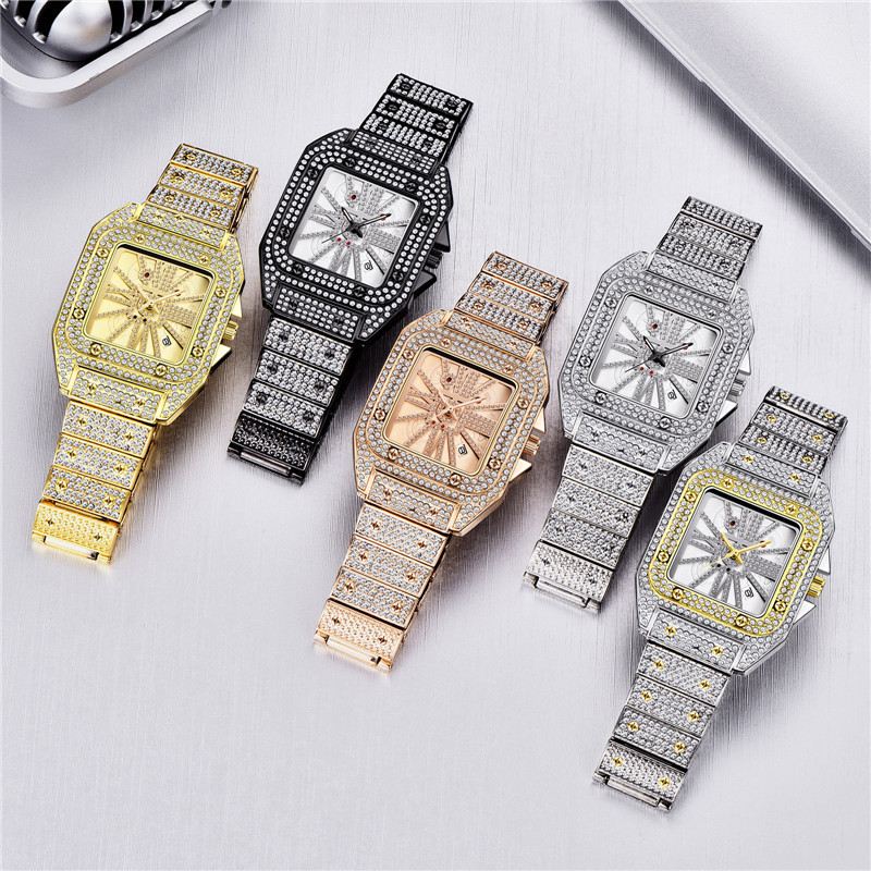 Mode Elegant Quartz Watch Diamond Cool Herre Watch Square Dial Shape Quartz Watch