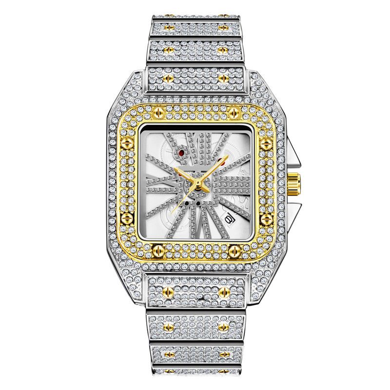 Mode Elegant Quartz Watch Diamond Cool Herre Watch Square Dial Shape Quartz Watch