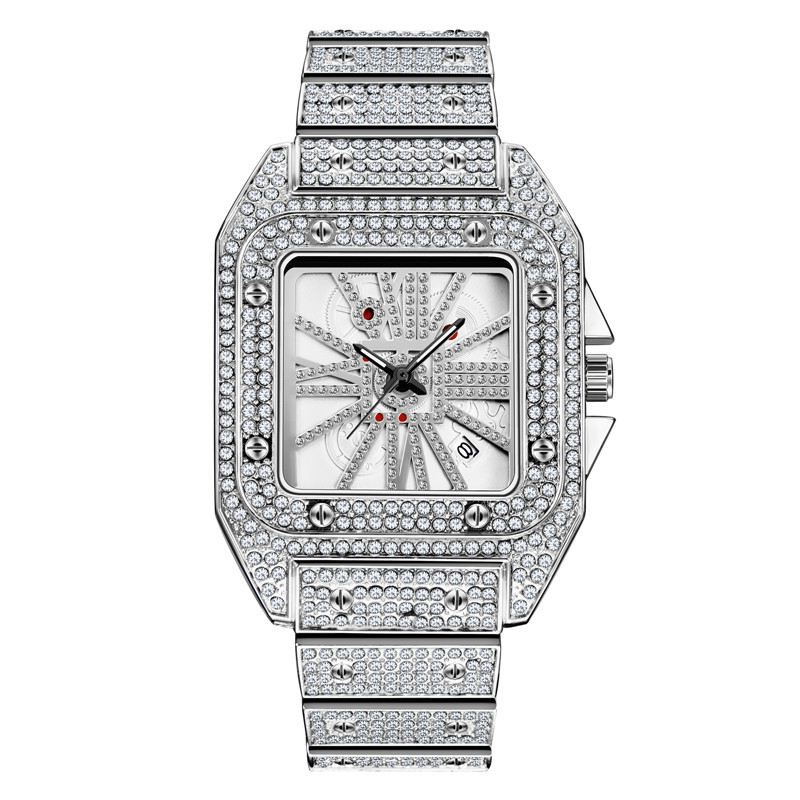 Mode Elegant Quartz Watch Diamond Cool Herre Watch Square Dial Shape Quartz Watch