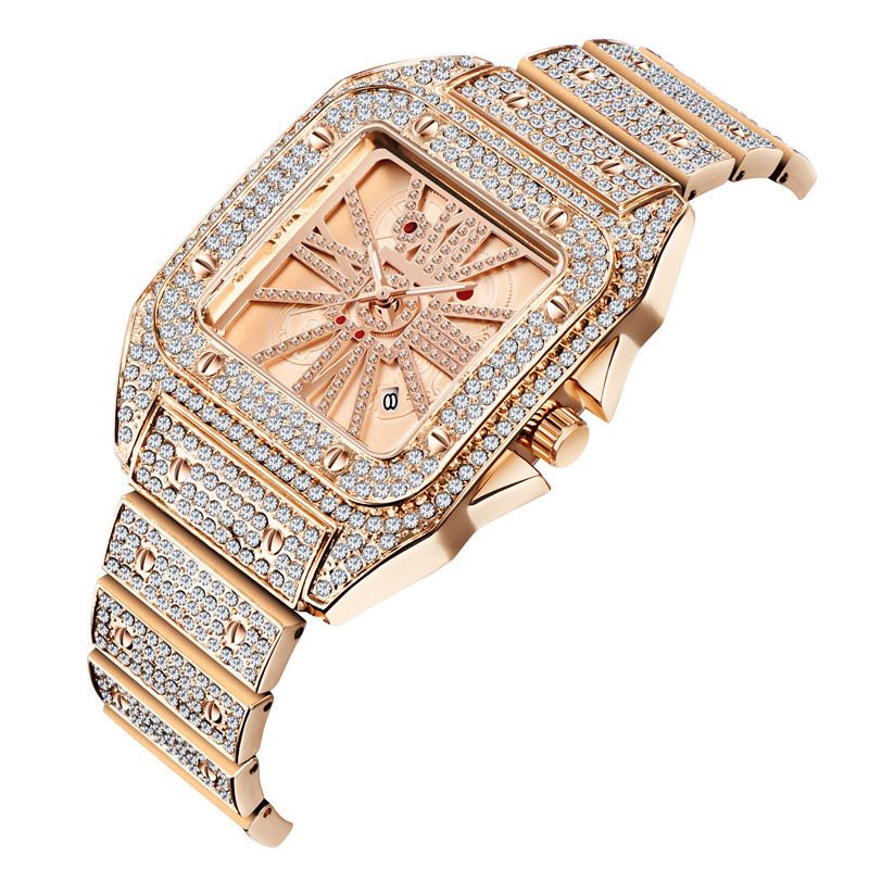 Mode Elegant Quartz Watch Diamond Cool Herre Watch Square Dial Shape Quartz Watch