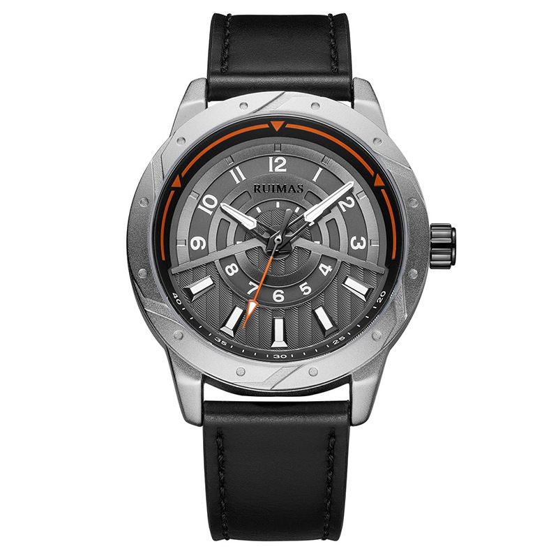 Mode Herreur 3atm Vandtæt Ægte Læderrem Casual Quartz Watch