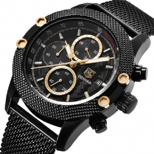 Mode Herreur Chronograph 3atm Vandtæt Rustfrit Stålrem Quartz Watch