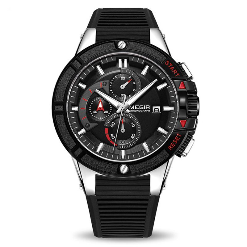 Mode Herreur Chronograph Vandtæt Lysende Skærm Sport Quartz Watch