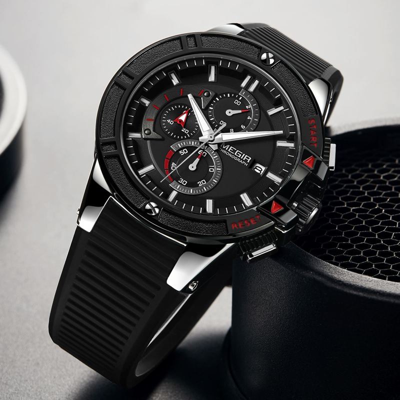 Mode Herreur Chronograph Vandtæt Lysende Skærm Sport Quartz Watch