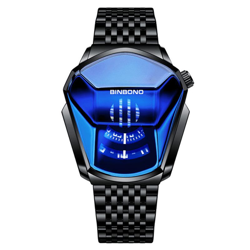 Mode Herreur Creative Dila Geometrisk Form Cool Lokomotiv Mænd Rustfrit Stål Rem Quartz Watch