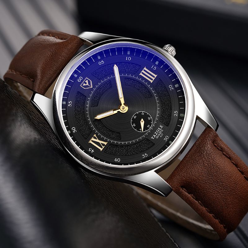 Mode Læderrem Lysende Display Herreur Quartz Watch