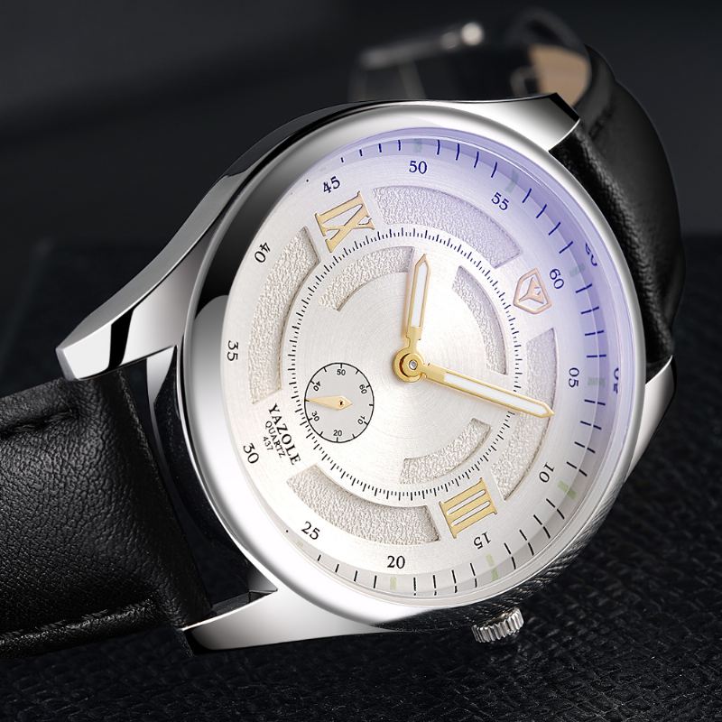 Mode Læderrem Lysende Display Herreur Quartz Watch