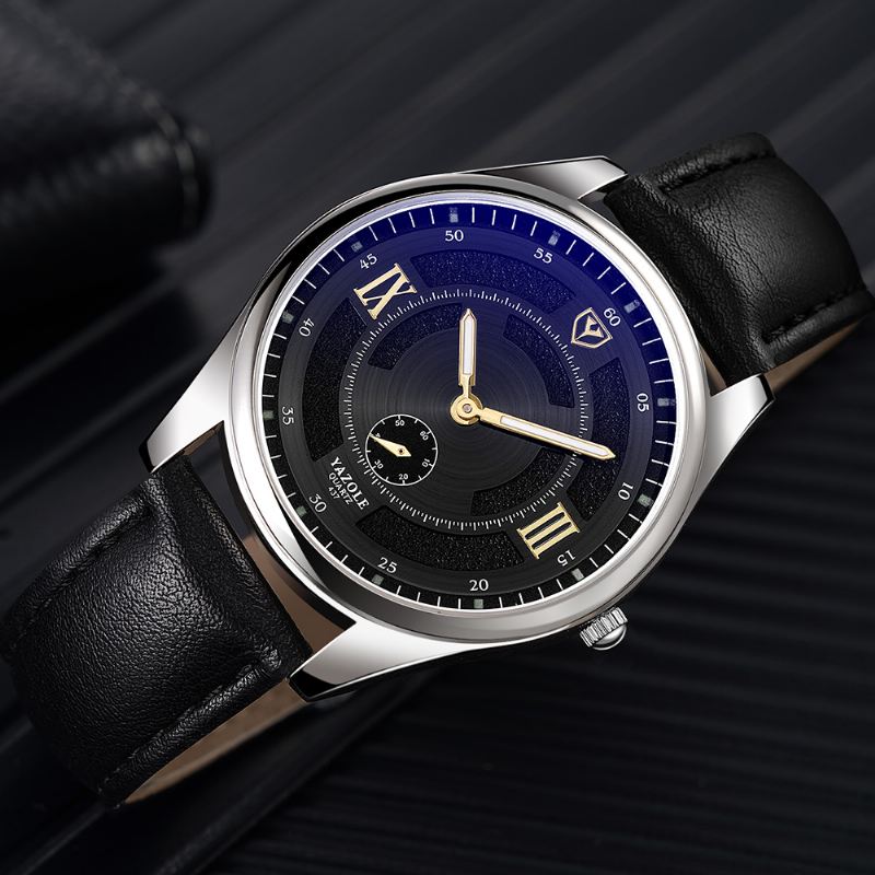 Mode Læderrem Lysende Display Herreur Quartz Watch