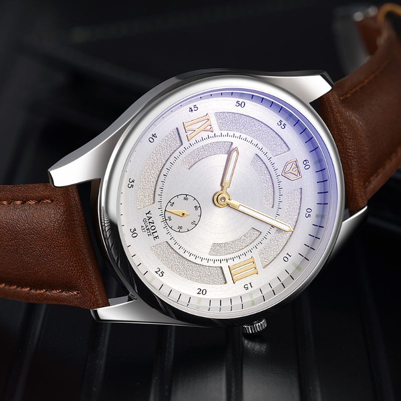 Mode Læderrem Lysende Display Herreur Quartz Watch