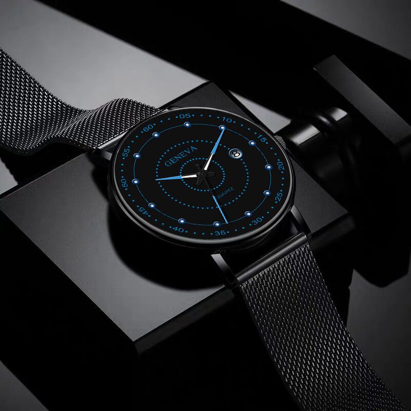 Mode Mænd Business Watch Dekoreret Pointer Luminous Quartz Watch