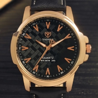 Mode Mænd Quartz Watch Casual Læderrem Ur