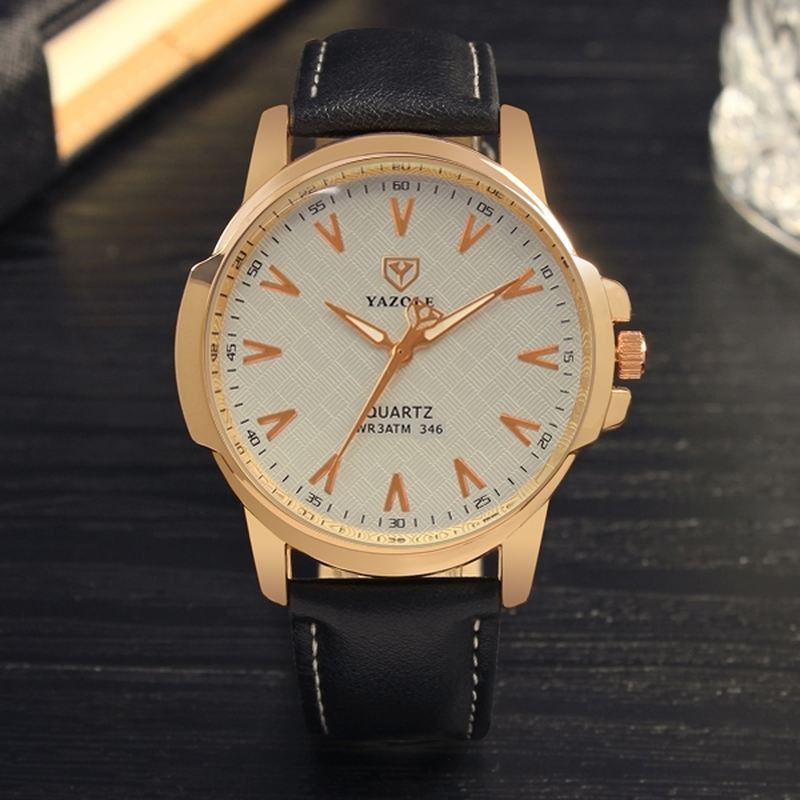 Mode Mænd Quartz Watch Casual Læderrem Ur