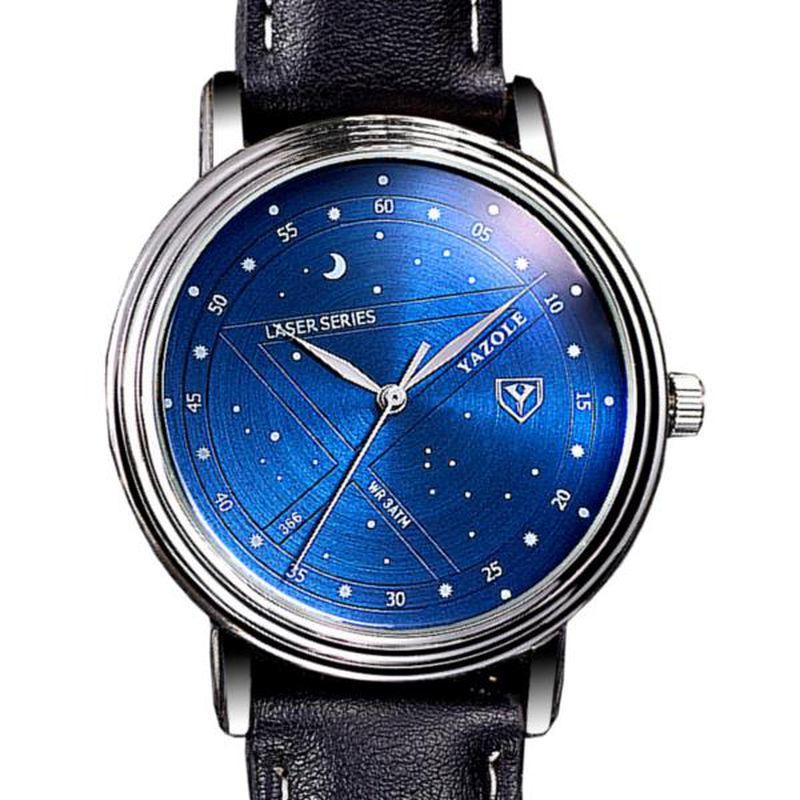 Mode Mænd Quartz Watch Casual Stars Pattern Dial Armbåndsur