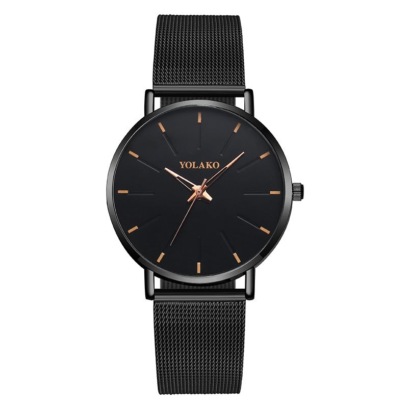 Mode Mesh Stålrem Årsagsstil Simple Dial Herre Watch Quartz Watch