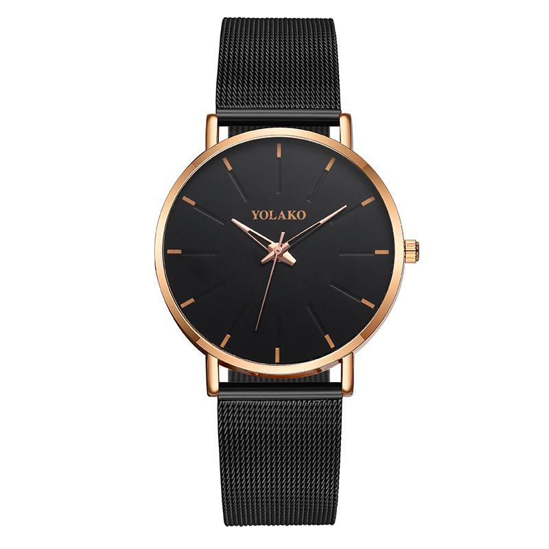 Mode Mesh Stålrem Årsagsstil Simple Dial Herre Watch Quartz Watch