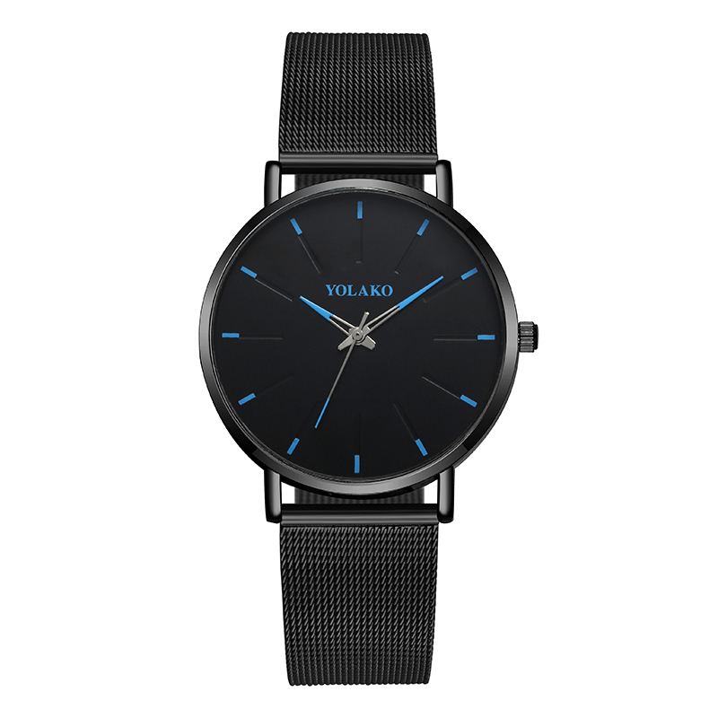 Mode Mesh Stålrem Årsagsstil Simple Dial Herre Watch Quartz Watch