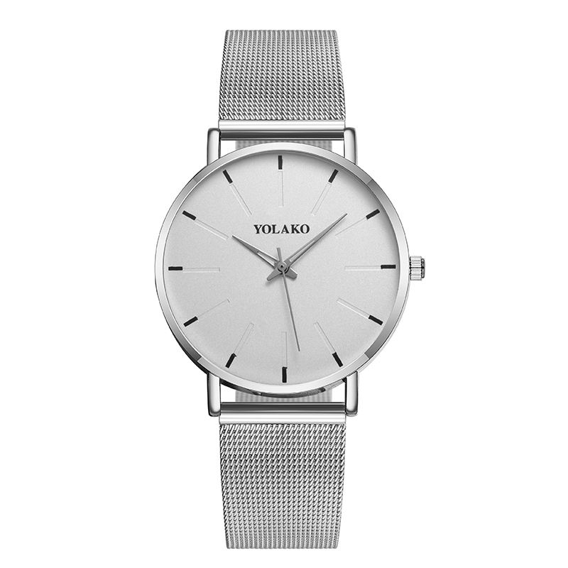 Mode Mesh Stålrem Årsagsstil Simple Dial Herre Watch Quartz Watch