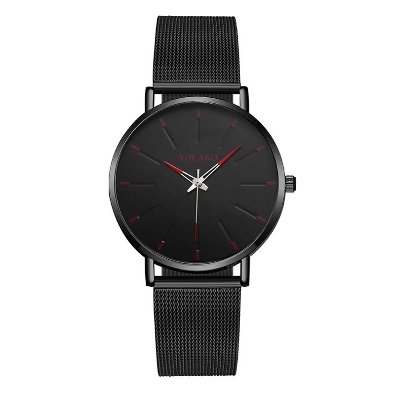 Mode Mesh Stålrem Årsagsstil Simple Dial Herre Watch Quartz Watch