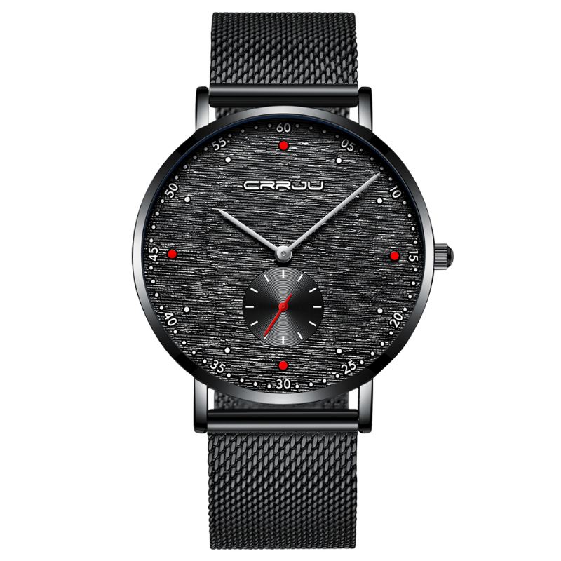 Mode Red Dot Design Fuld Stål Anden Urskive Mænd Quartz Watch