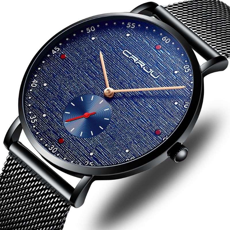 Mode Red Dot Design Fuld Stål Anden Urskive Mænd Quartz Watch