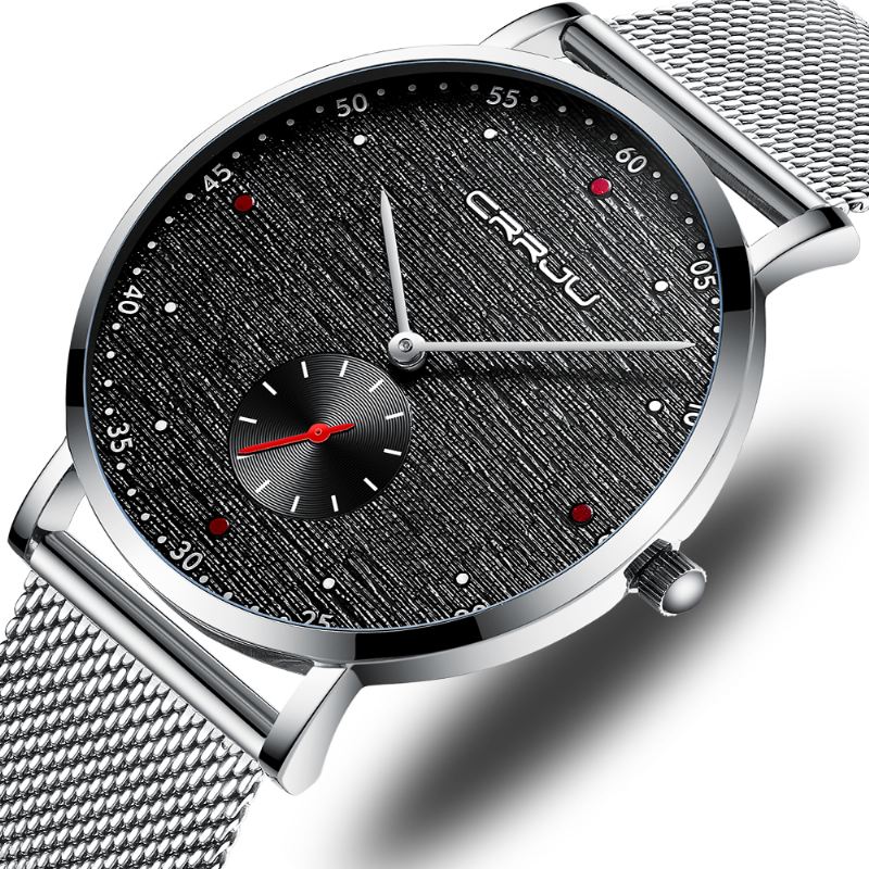 Mode Red Dot Design Fuld Stål Anden Urskive Mænd Quartz Watch