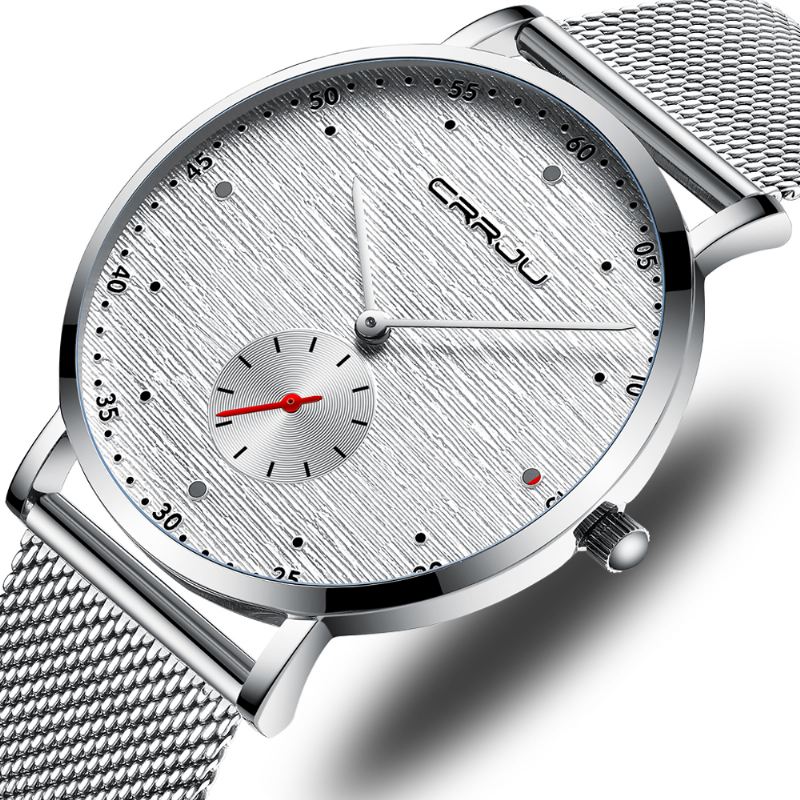 Mode Red Dot Design Fuld Stål Anden Urskive Mænd Quartz Watch