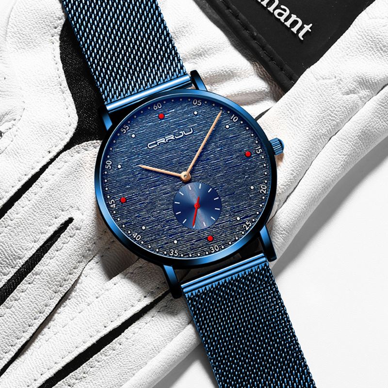 Mode Red Dot Design Fuld Stål Anden Urskive Mænd Quartz Watch