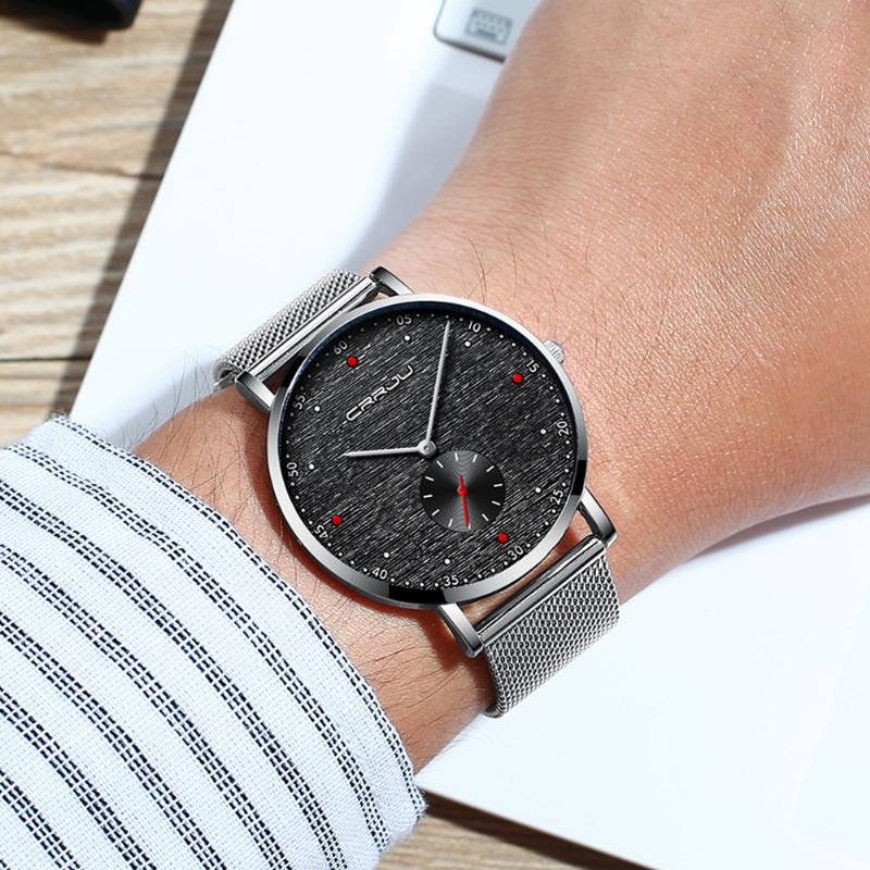 Mode Red Dot Design Fuld Stål Anden Urskive Mænd Quartz Watch