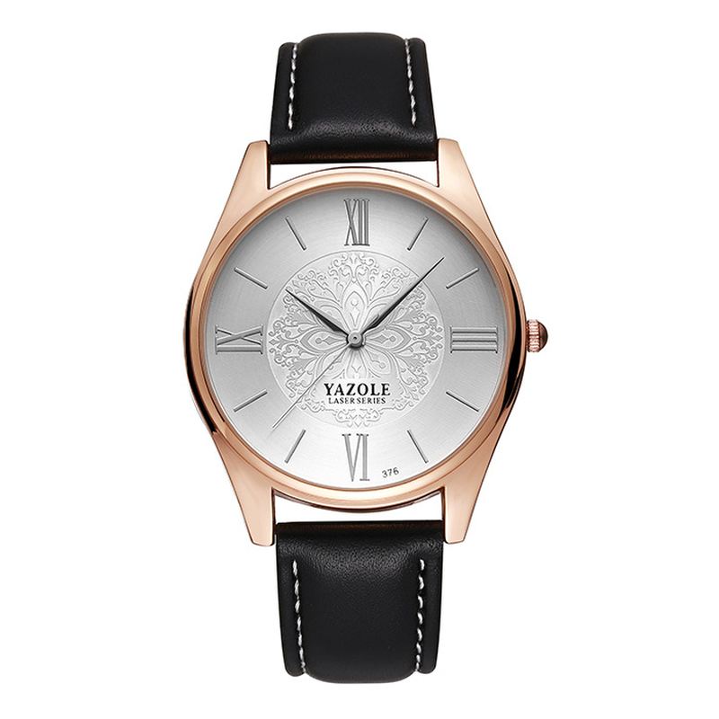 Mode Simple Dial Læderrem Herreur Quartz Watch