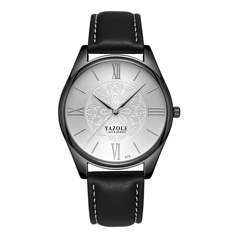 Mode Simple Dial Læderrem Herreur Quartz Watch