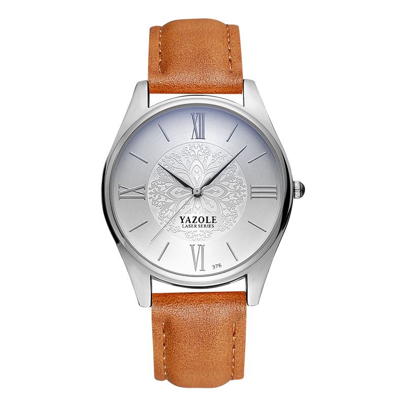 Mode Simple Dial Læderrem Herreur Quartz Watch