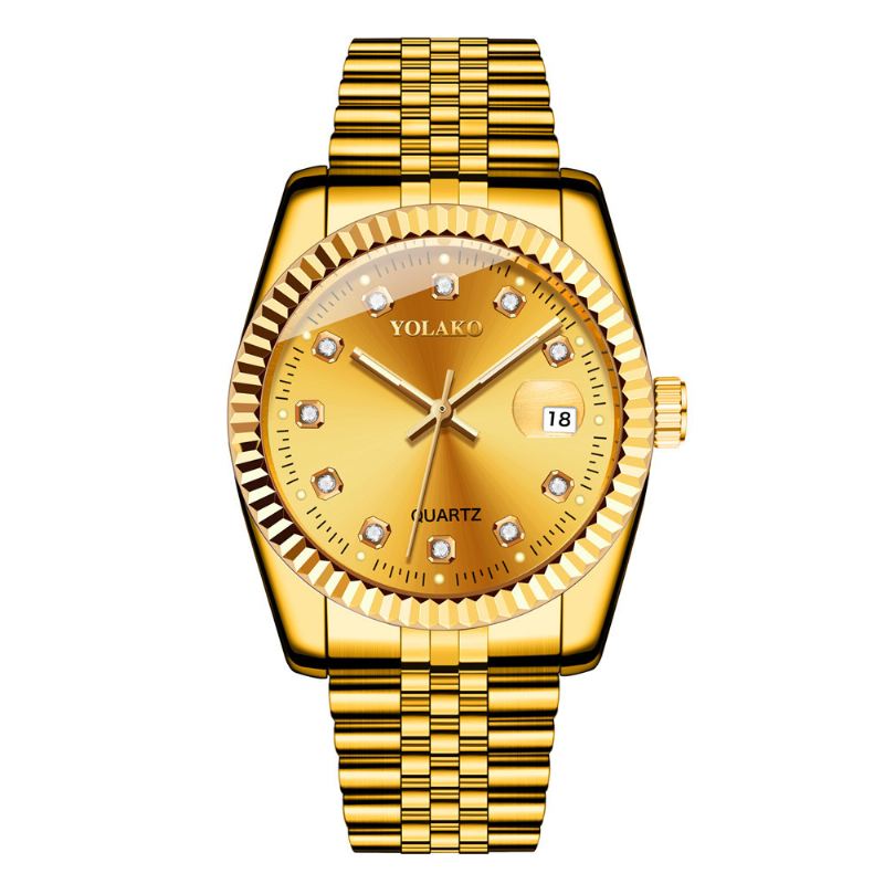 Mode Steel Band Watch Diamond Casual Square Mænd Quartz Watch