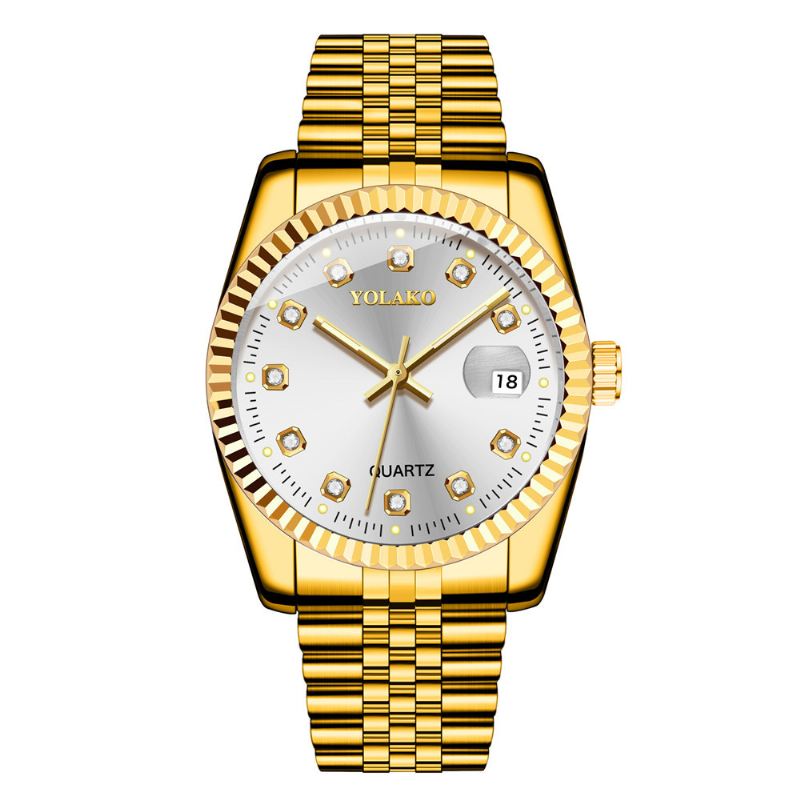 Mode Steel Band Watch Diamond Casual Square Mænd Quartz Watch