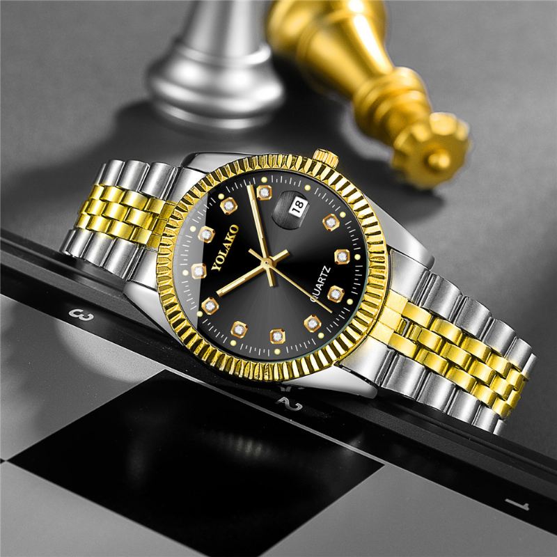 Mode Steel Band Watch Diamond Casual Square Mænd Quartz Watch