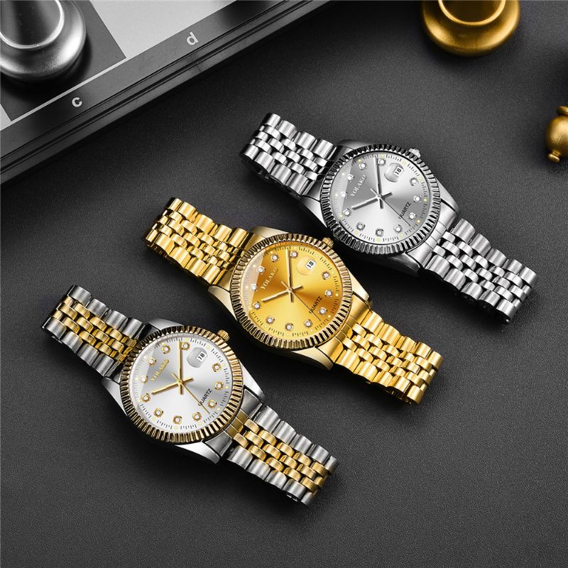 Mode Steel Band Watch Diamond Casual Square Mænd Quartz Watch